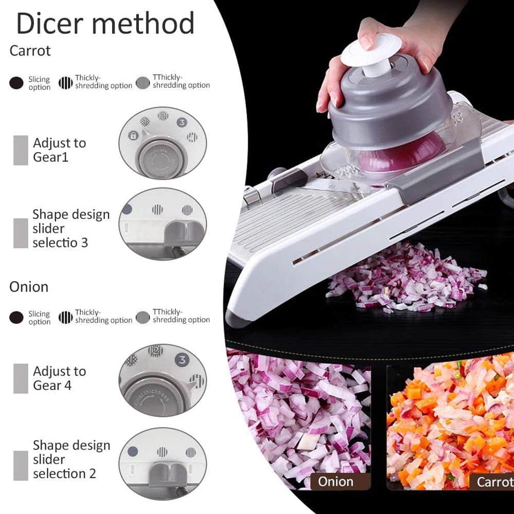 Mandoline Gemüseschneider – Professionelle Reibe mit Einstellbare 304 Edelstahl Klingen