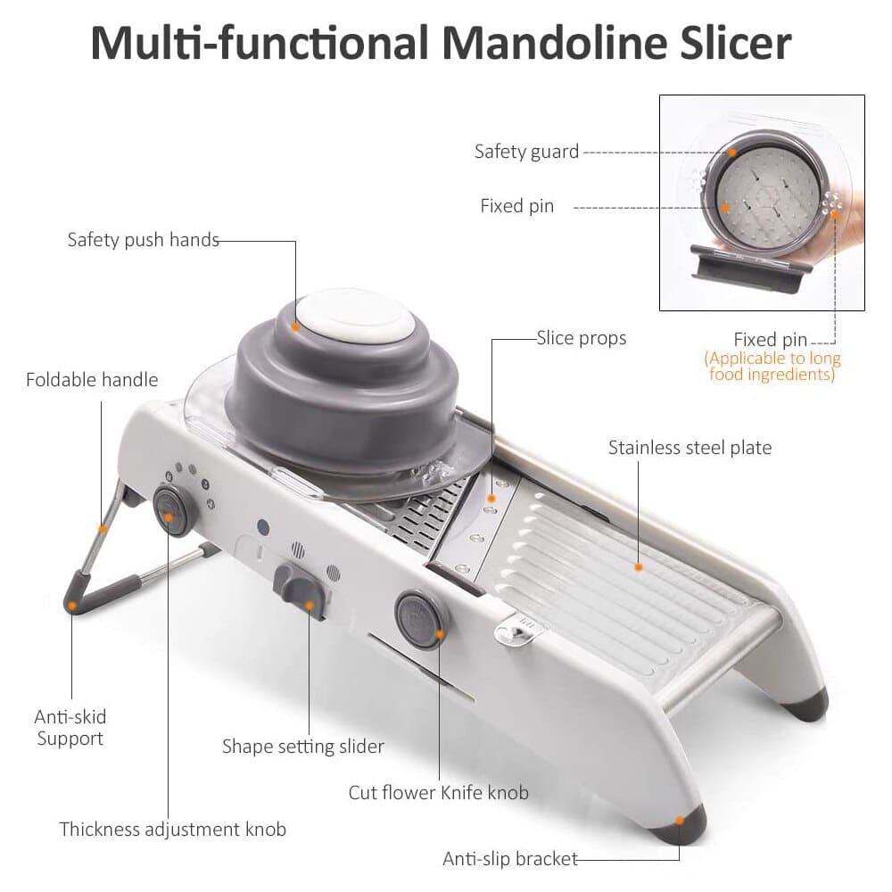 Mandoline Gemüseschneider – Professionelle Reibe mit Einstellbare 304 Edelstahl Klingen
