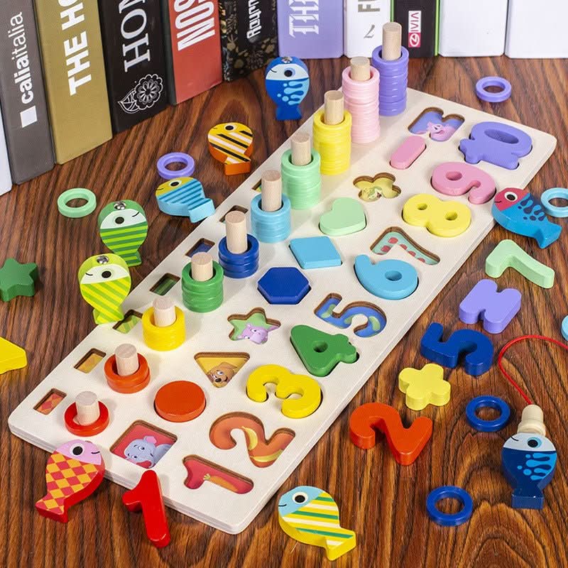 MindNest Board – Montessori Lernspiel aus Holz – Zahlen, Formen & Farben entdecken