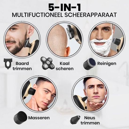 5-in-1 Rasierer – Glatte & reizfreie Rasur mit Trimmer, Bürste & Aufsätzen | Für empfindliche Haut & alle Haarzonen