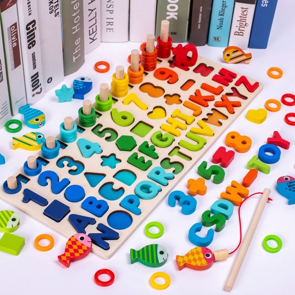 MindNest Board – Montessori Lernspiel aus Holz – Zahlen, Formen & Farben entdecken