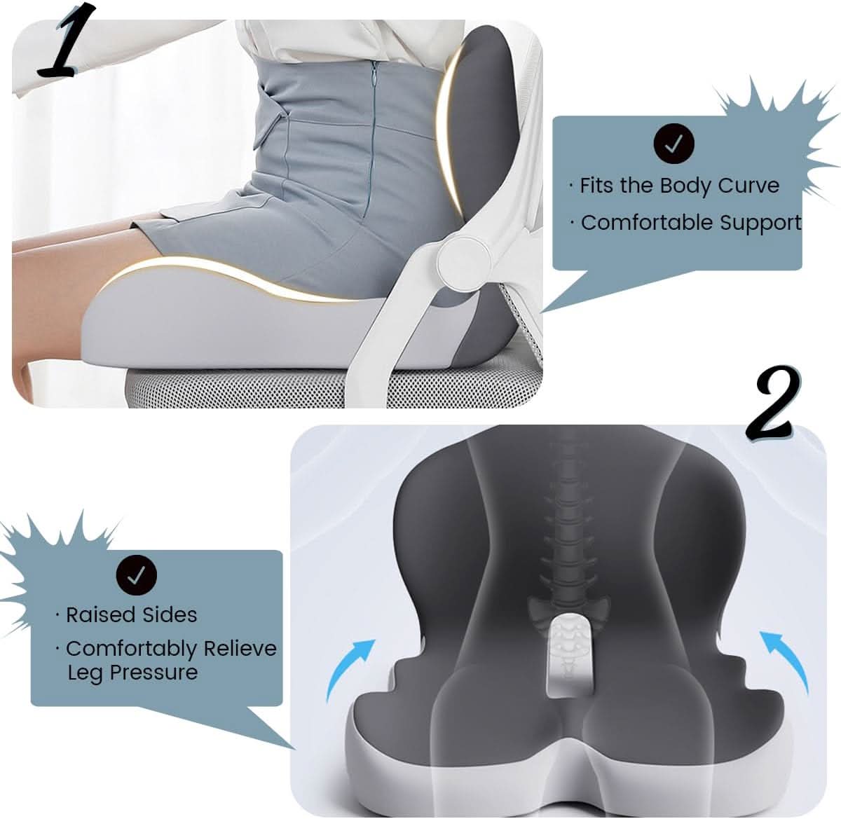 ErgoComfort Pad – Ergonomisches Memory Foam Sitzkissen
