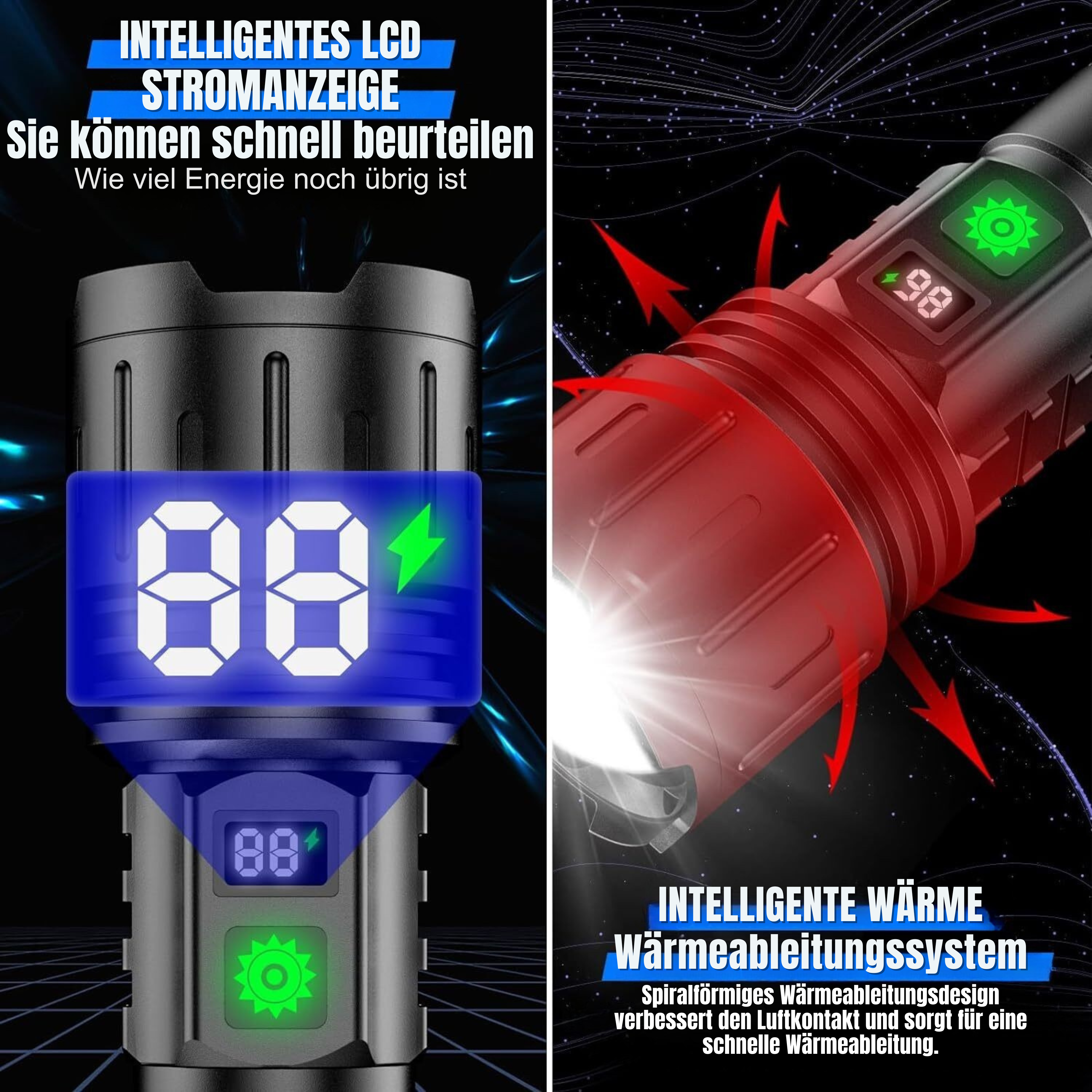 UltraBeam 100,000 Lumen Taschenlampe – Superhell & Vielseitig für jede Situation