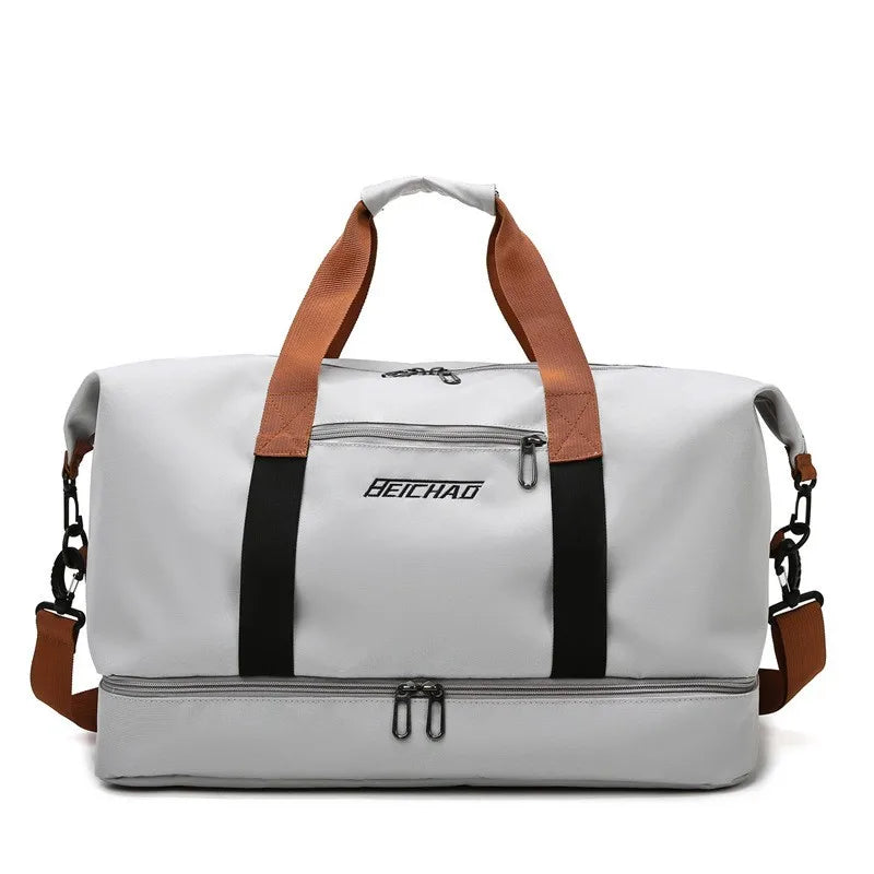 Tragbarer Fitnessbeutel mit Schuhfach und nasser Trockentrenntasche für aktives Reisen