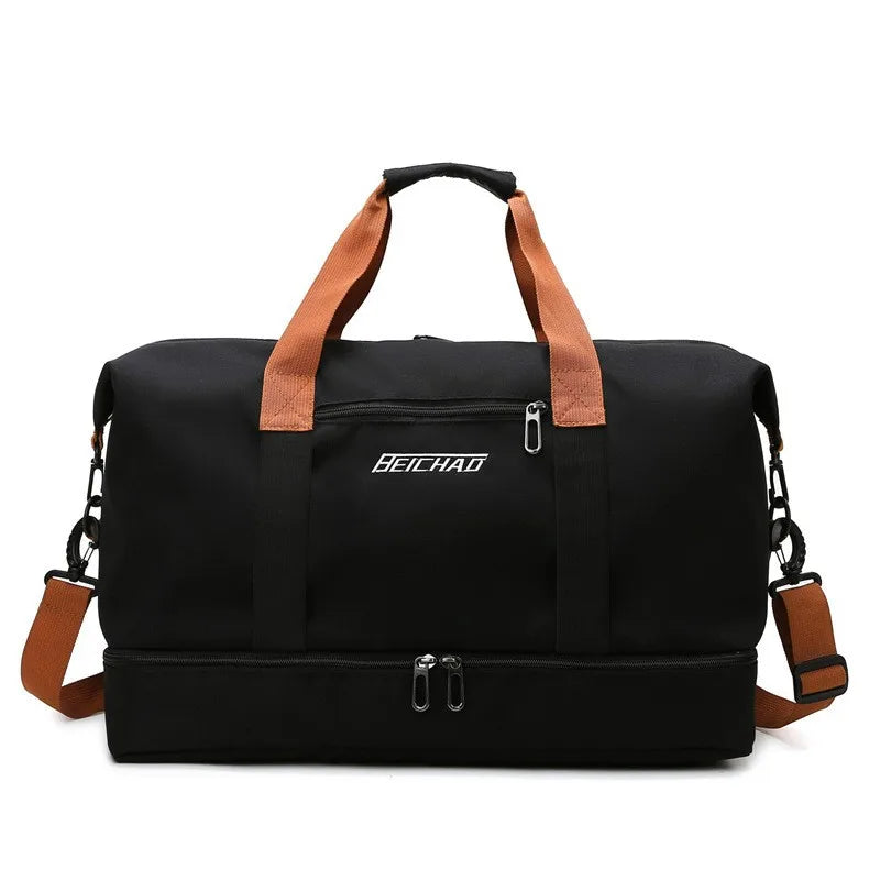Tragbarer Fitnessbeutel mit Schuhfach und nasser Trockentrenntasche für aktives Reisen
