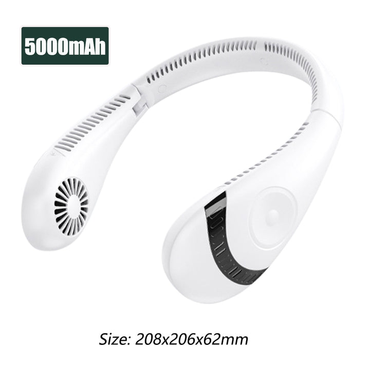 Summer Air Cooling USB wiederaufladbarer blattloser Halsventilator