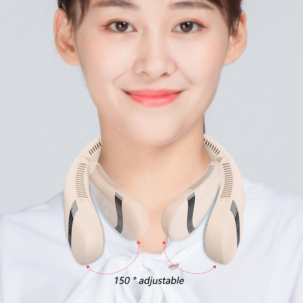 Summer Air Cooling USB wiederaufladbarer blattloser Halsventilator