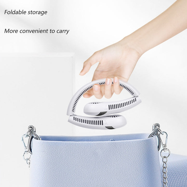 Summer Air Cooling USB wiederaufladbarer blattloser Halsventilator