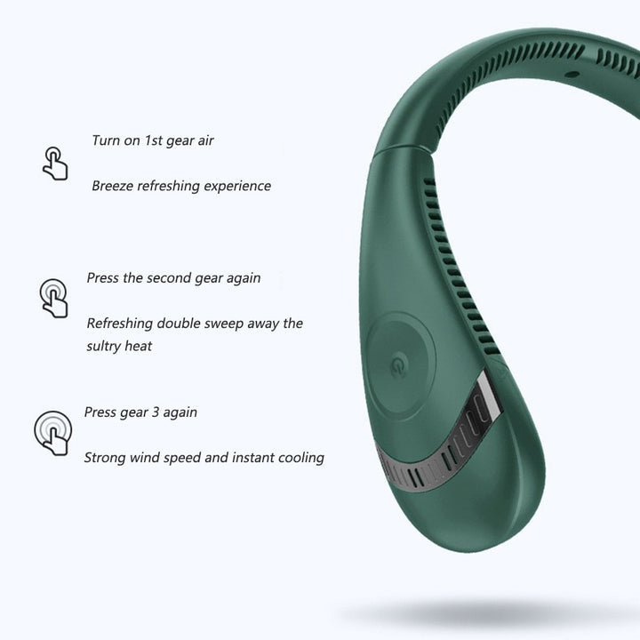 Summer Air Cooling USB wiederaufladbarer blattloser Halsventilator