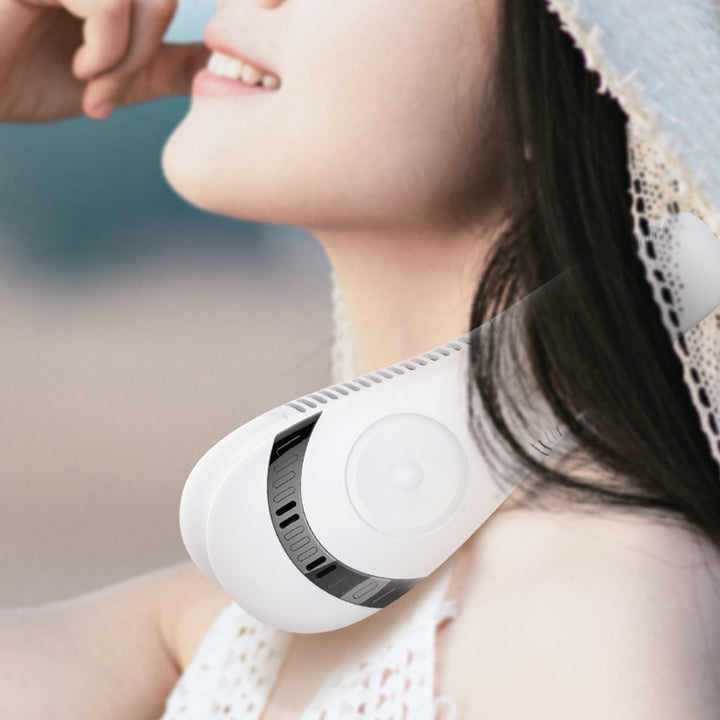 Summer Air Cooling USB wiederaufladbarer blattloser Halsventilator