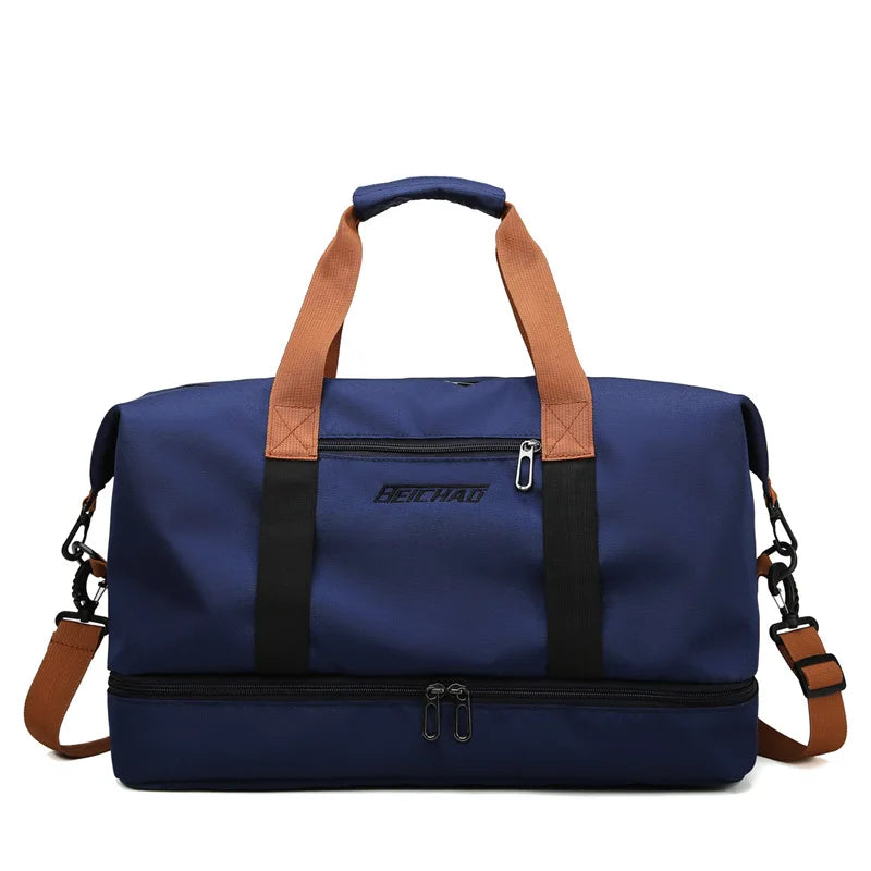 Tragbarer Fitnessbeutel mit Schuhfach und nasser Trockentrenntasche für aktives Reisen