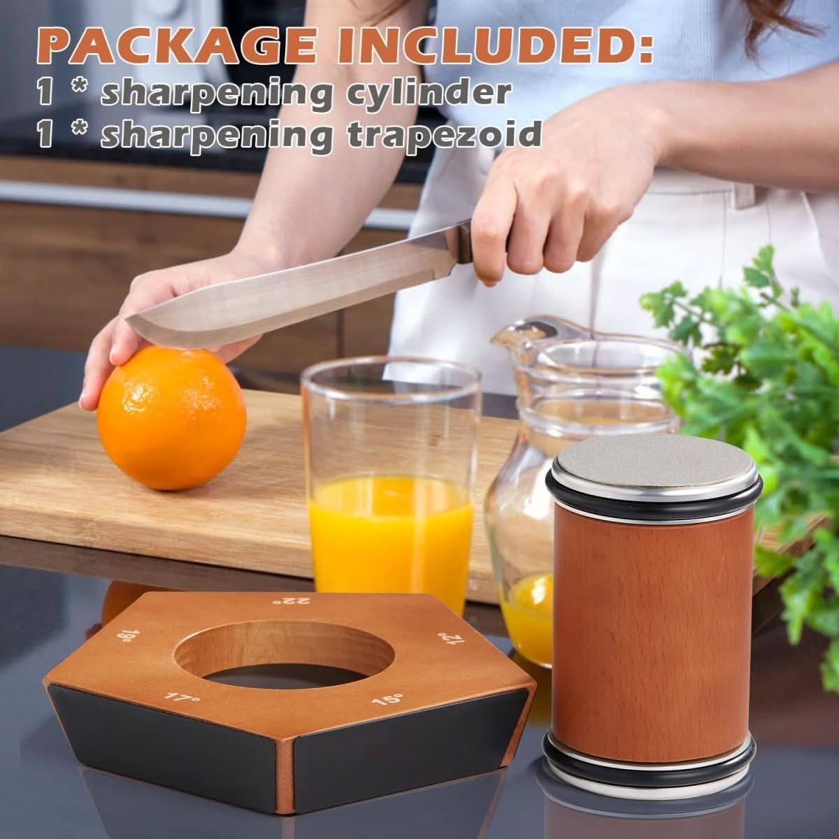 SharpRoll Diamant-Rollmesserschärfer – Manueller Messerschärfer mit Holz- & Diamantsteinen