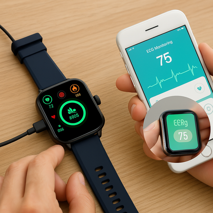 Smartwatch für Gesundheit & Fitness – EKG, Blutdruck, Herzfrequenzmessung – iOS & Android kompatibel