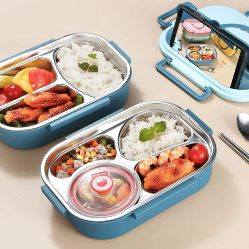 Thermo-Lunchbox aus Edelstahl | Langlebig & Elegant – 3/4 Fächer
