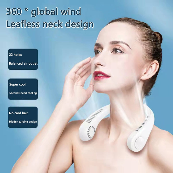 Summer Air Cooling USB wiederaufladbarer blattloser Halsventilator