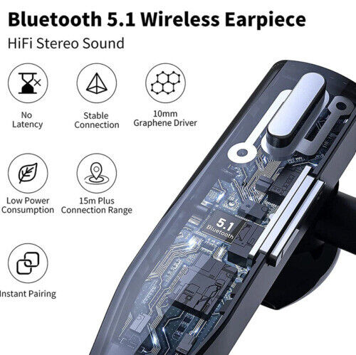 Trucker Dual Mic Kabelloses Bluetooth 5.1 Headset/Ohrhörer mit Geräuschunterdrückung
